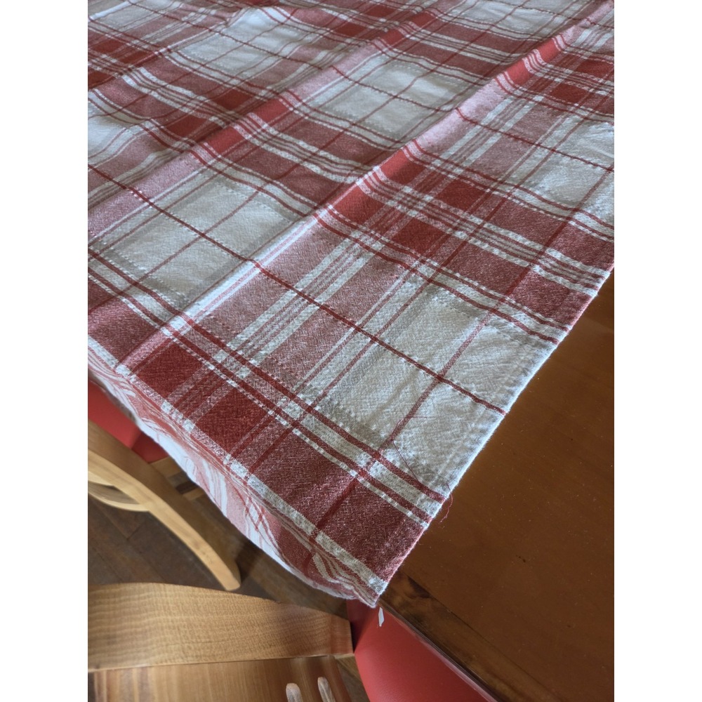 52x70 Tablecloth Rustic Reddish Orange Woven Slight Shimmer Fall Thanksgiving - Picture 7 of 12
